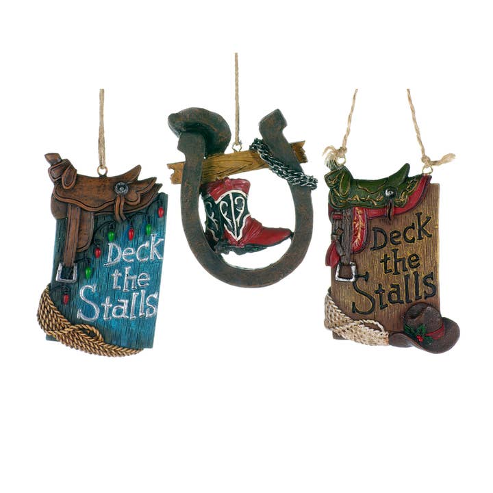 Christmas Tradition - Wholesale Ornament Set - 3 Asstd 4" Western Themed Ornaments