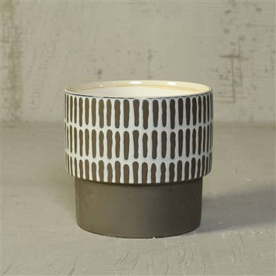 HomArt - Venta al por mayor Floreros - Jarrón Portman, cerámica -ancho- parte superior blanca con esmalte antideslizante gris Btm1