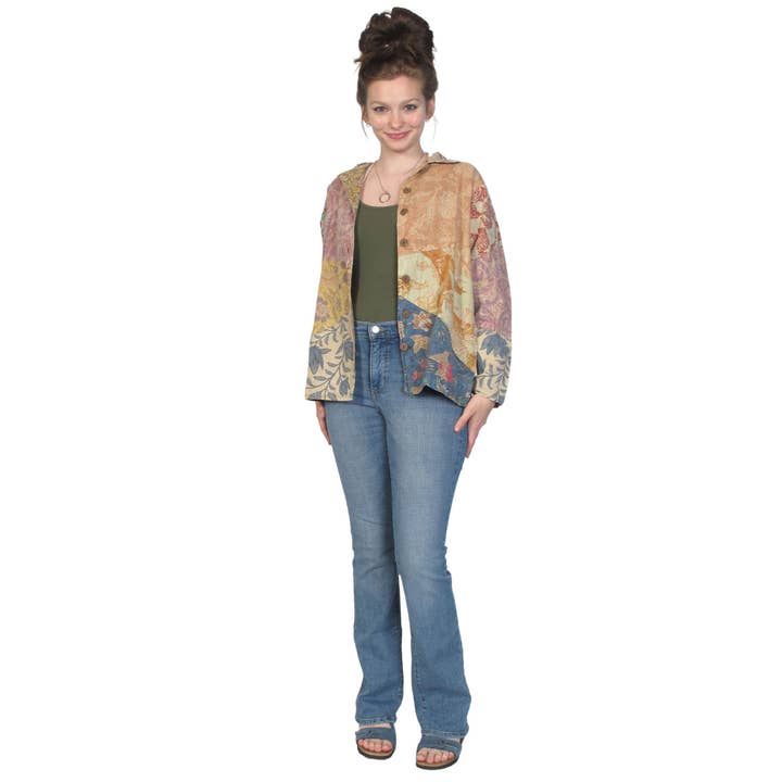 2461 Cotton Print Patchwork Jacket for wholesale by Blue Sky