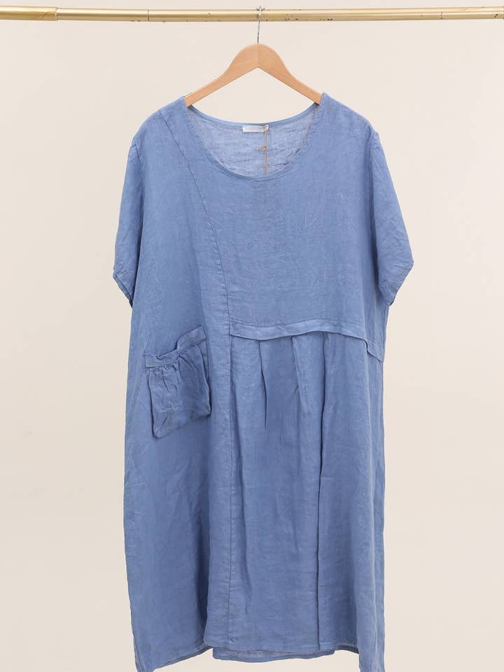 Lea & Luc - Grandes Tailles - Wholesale Dress - Women's - Plus size linen dress round neckline REF. 51993