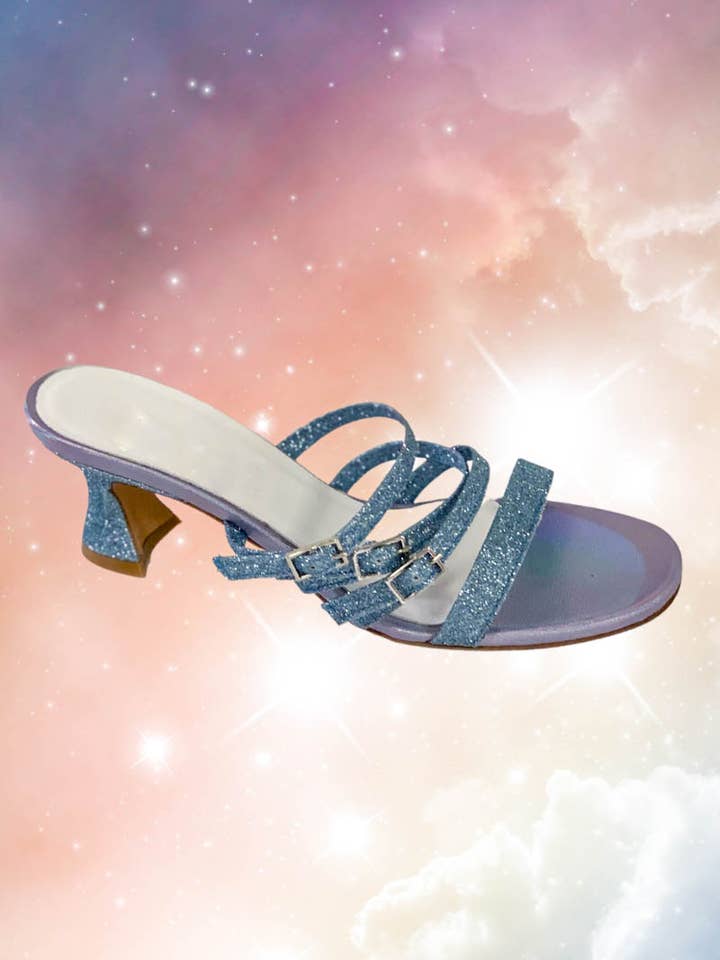 Anna Glittered Leather Mules for wholesale by Portamento