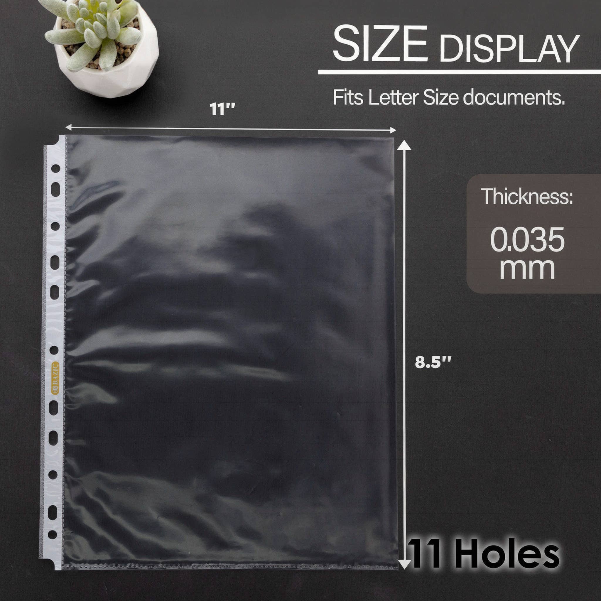 BAZIC Products - Vente Classeurs - Protecteurs de feuilles économiques à chargement par le haut (100/paquet)1