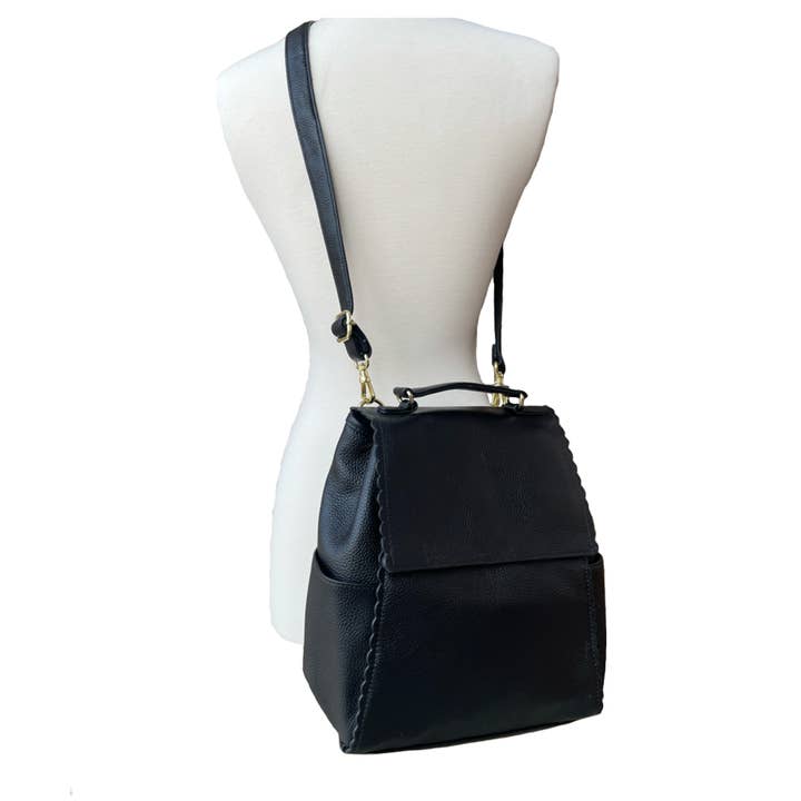 Roma Leathers, Inc. - Wholesale Backpack - Women's - Top grain cowhide leather back pack crossbody shoulder bag7