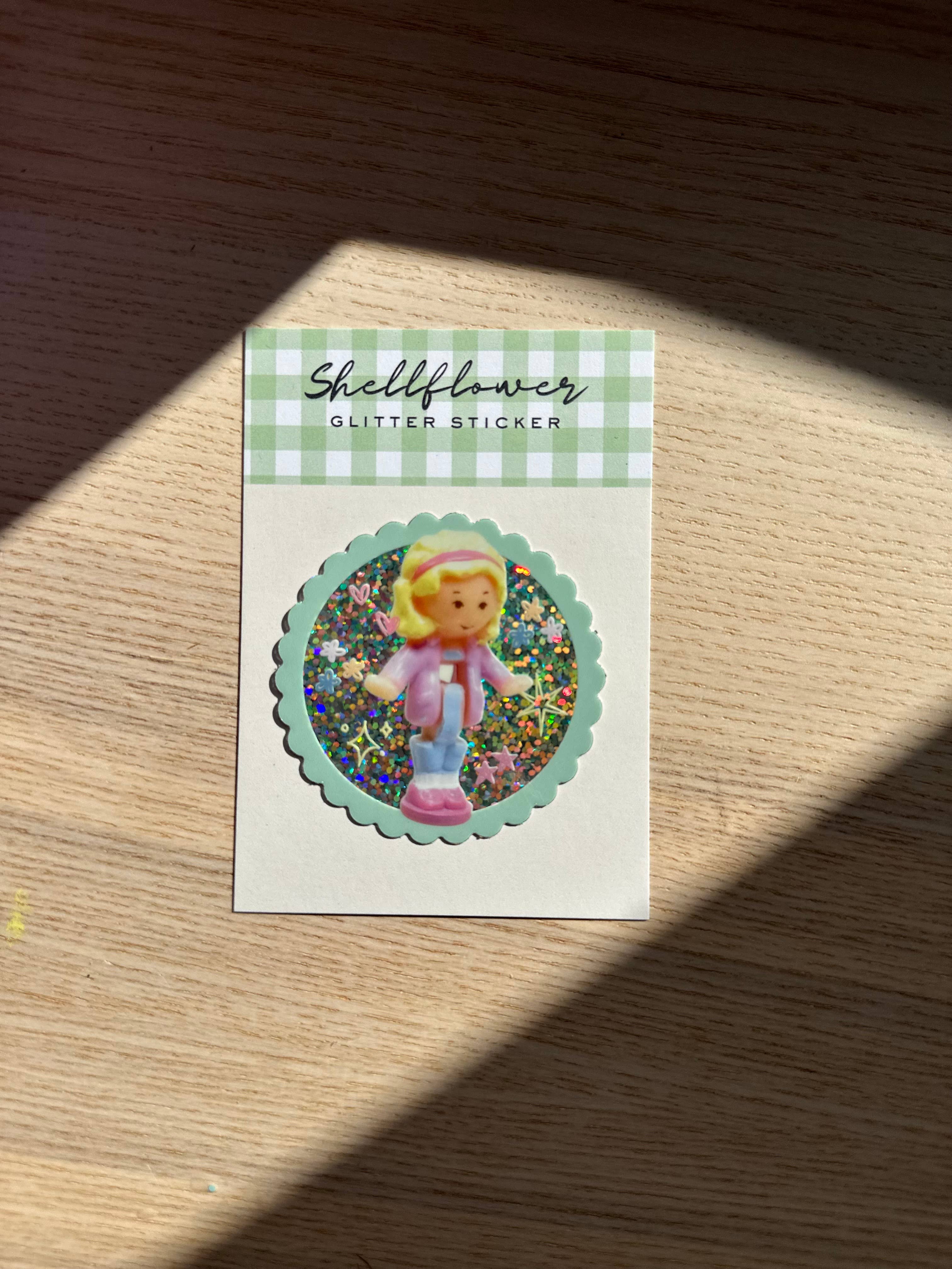 Shellflower - Wholesale Sticker - Polly Pocket Girl Glitter Vinyl Sticker 1