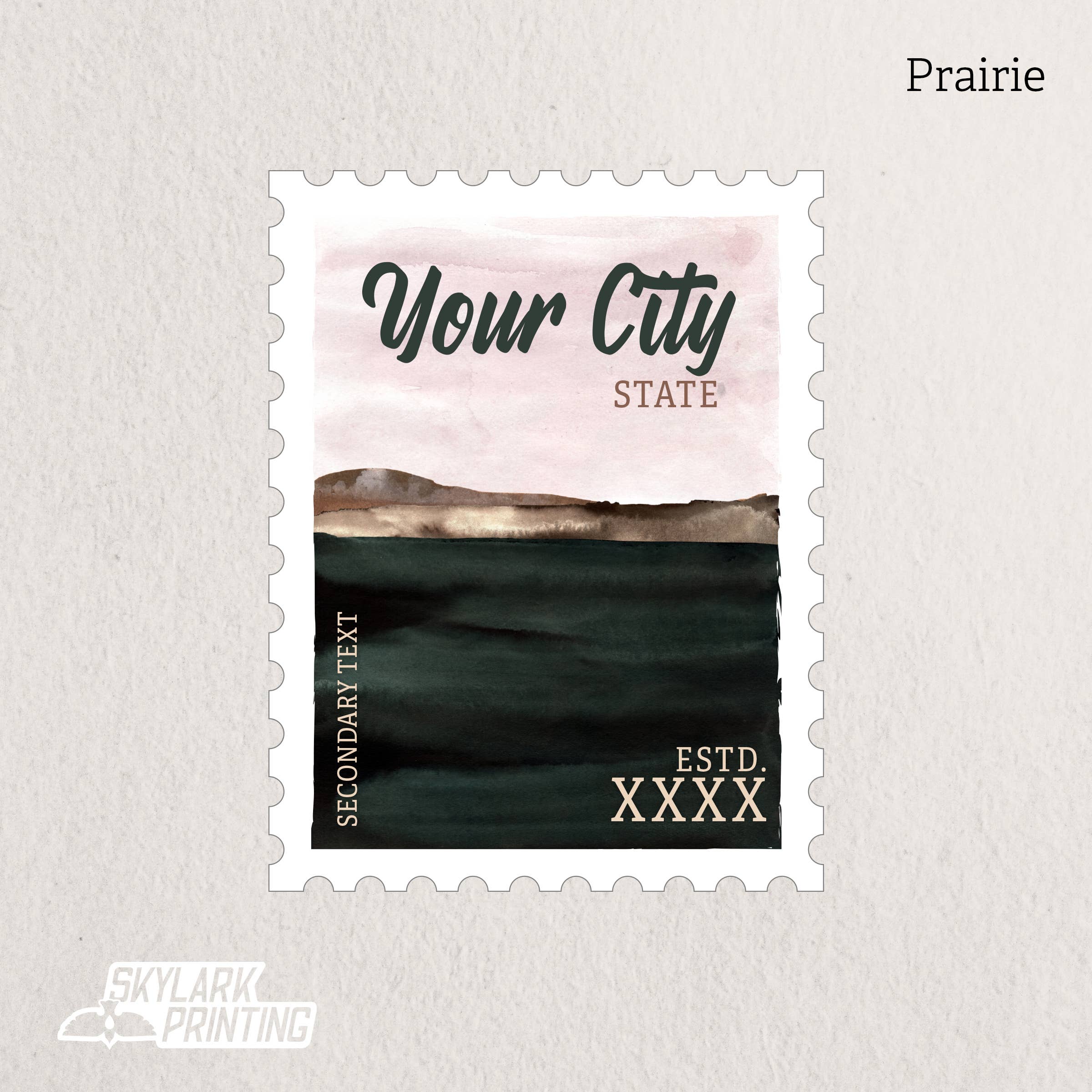 Skylark Printing - Wholesale Sticker - Custom Postage Stamp Souvenir Sticker with Your City, State1