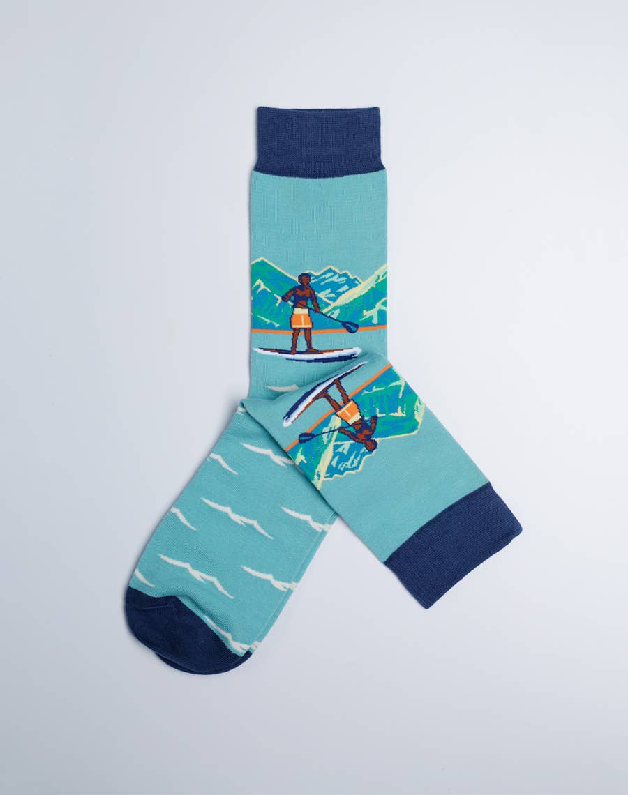 Just Fun Socks - Wholesale Socks - Men's - Men's SUP Stand Up Paddle Board Hawaiian Crew Sock