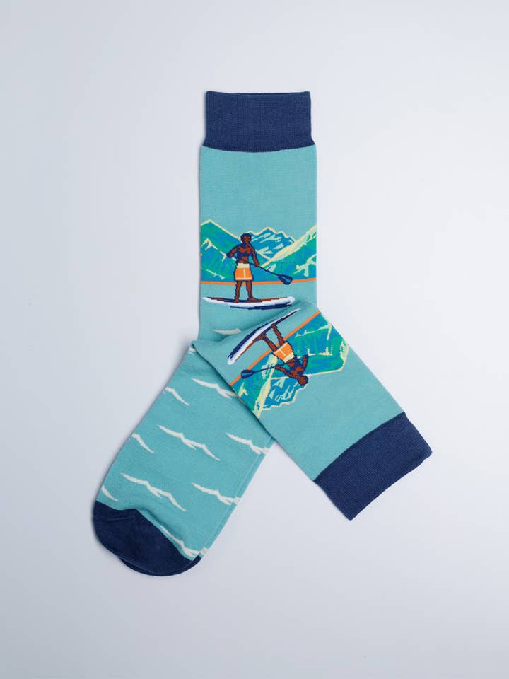 Just Fun Socks - Wholesale Socks - Men's - Men's SUP Stand Up Paddle Board Hawaiian Crew Sock