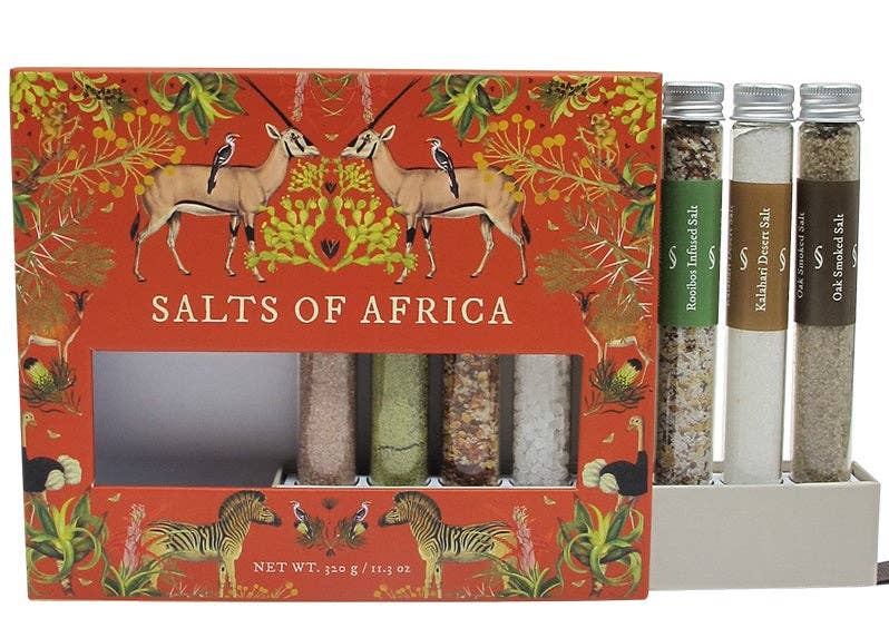 The African Home Goods – wholesale Salt – Salts of Africa Salt Collection | Gourmetprovsmak Kryddgåvoset | Gåva för män | Gåva för kvinnor | Gåva för alla tillfällen | Infuserat salt | Kaviarsalt | Cape Malay-salt | Ek-rökt salt | Roobios-infuserat salt | Afrikanska örtsalter | 8-gåvoset-pack2