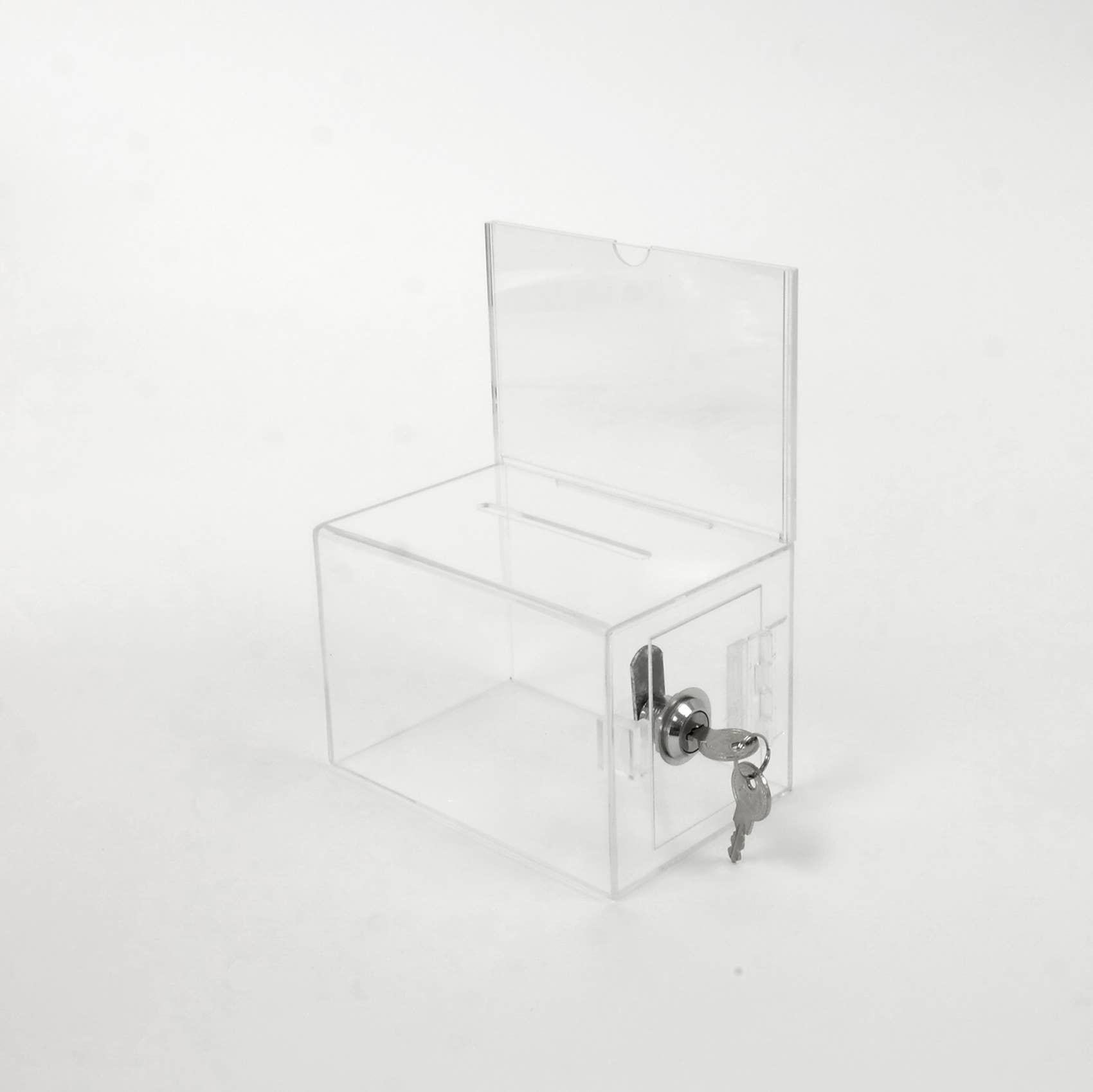 Suburban Sales - Wholesale Decorative Box - Clear Acrylic Ballot Box with Sign Holder1