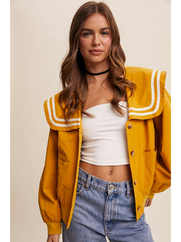 Listicle - Wholesale Jacket - Women's - Sailor Collar Button-Up Jacket LJ018811