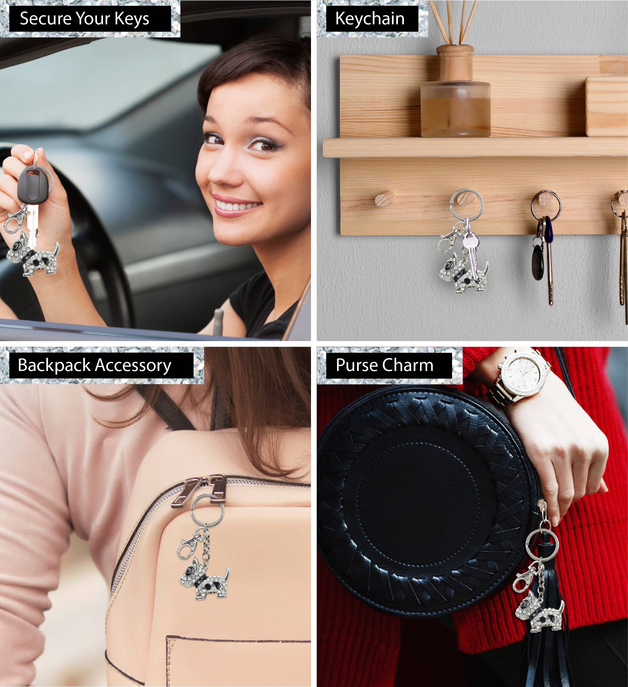 Cota Global - Wholesale Keychain - Unisex - Sparkling Charms - Bull Terrier Dog2