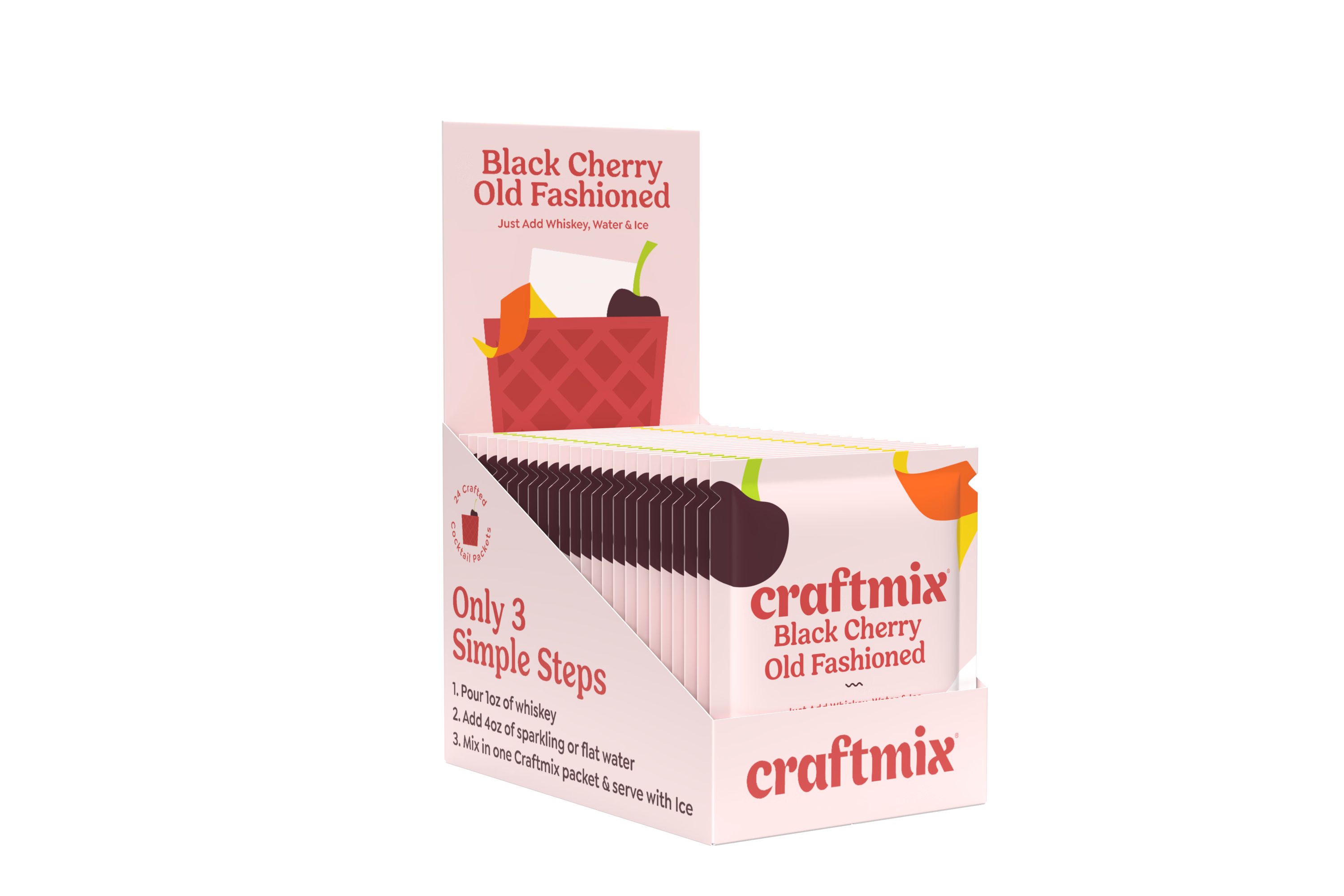 Craftmix - Wholesale Cocktail Mix/Syrup - Black Cherry Old Fashioned Cocktail Mixer - 24ct Caddy8