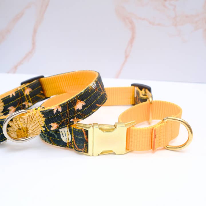 Collier pour chien en toile martingale fleurie « Dandelion » pour la vente par Mimi Green