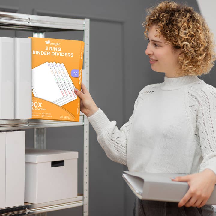 Ensight - Wholesale Binder - 3 Ring Page Dividers Bulk, 1/5 Cut Tab 100 Dividers7
