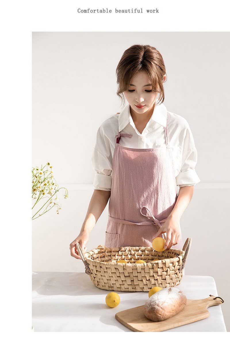 NINEXIS - Wholesale Apron - CWAB3991_COTTON AND LINEN SOLID COLOR ANTI-FOULING APRON8