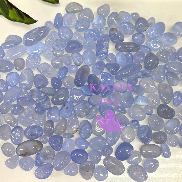 KayleeNYC - Wholesale Spiritual Stone/Crystal - 1 lb Natural Blue Chalcedony mini Tumble Healing