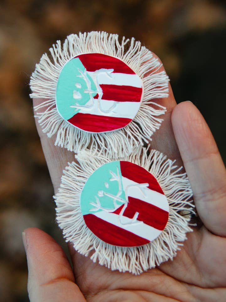 Puerto Rican Flag Earrings featuring el coquí for wholesale by Aviella Creations