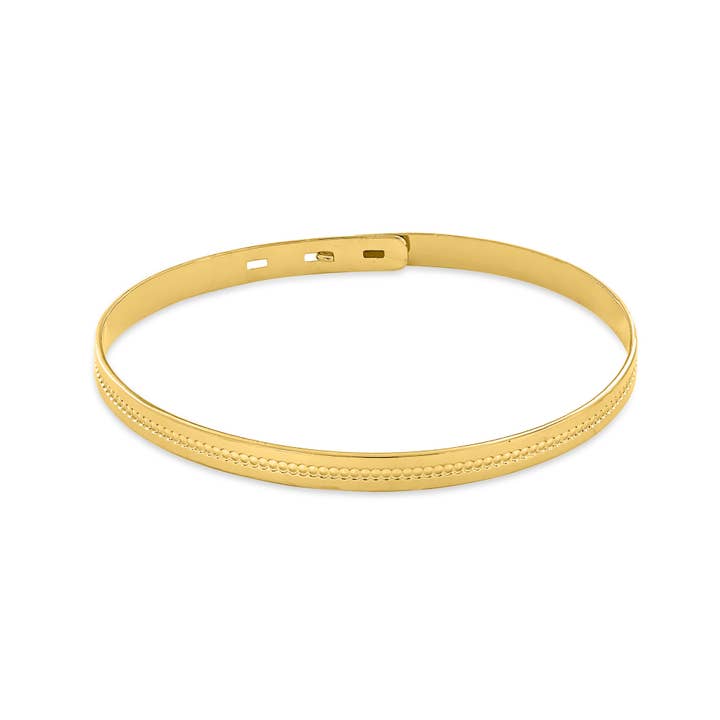 Yellow gold plated beaded bangle for wholesale by Enomis