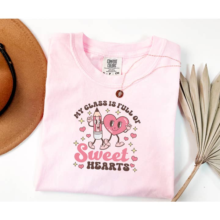 Retro My Class Is Full Of Sweethearts Comfort Colors Tee for wholesale by Gia Gifts Boutique