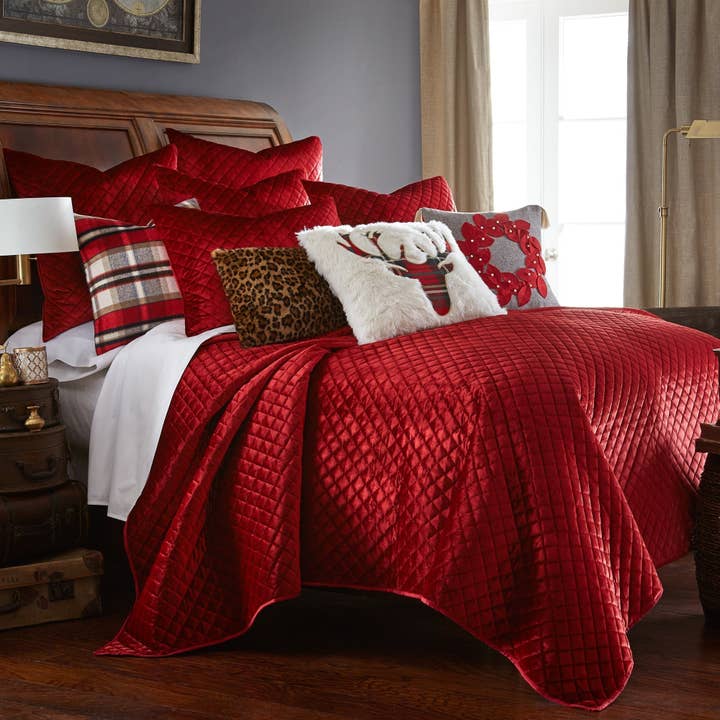 Red Velvet Quilt Set for wholesale on Faire