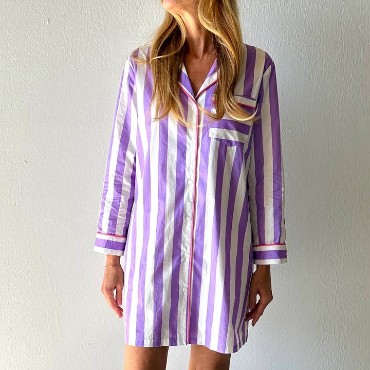Lavender Stripe Sleep Shirt for wholesale by Caryn Lawn