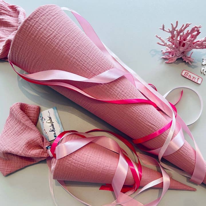 Küstenfieber® - Wholesale Party Favor - Musselin School Cone Old Pink – handmade – 35 cm or 70 cm5