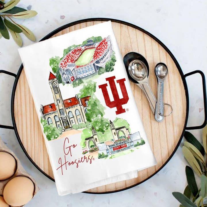 Indiana Landmark Tea Towel for wholesale by Valiant Gifts Inc