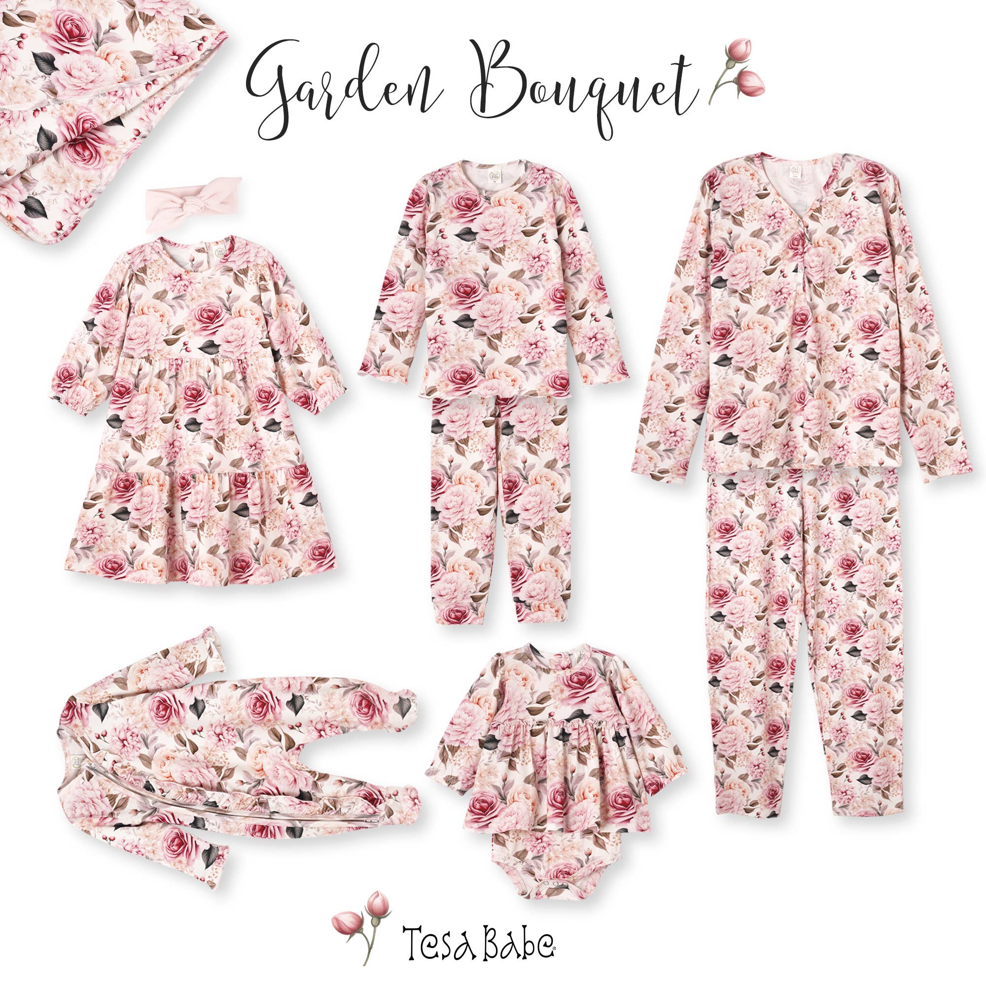 Tesa Babe - Wholesale Sleepwear Set - Women's - Garden Floral Matching Family Pajamas – Soft Bamboo - Gift1