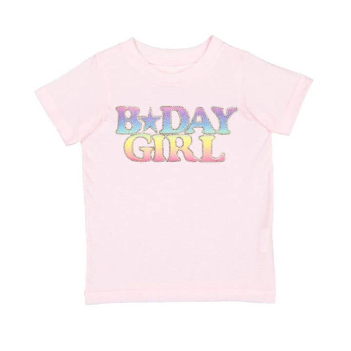 Pastel Rainbow BDay Girl Patch Short Sleeve T-Shirt - Kids for wholesale by Sweet Wink