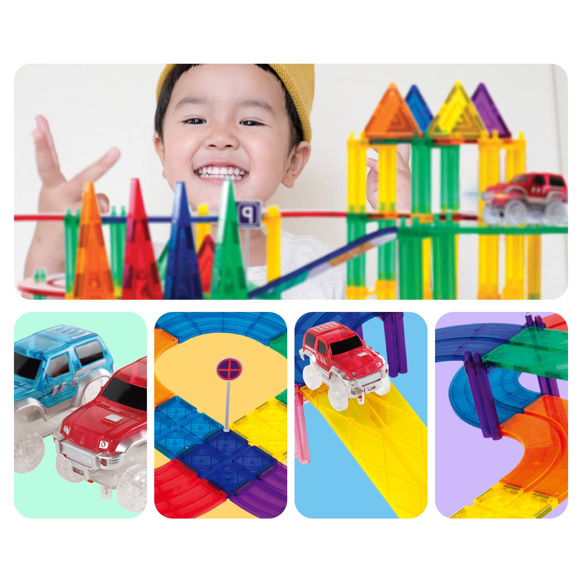 PicassoTiles - Vente Lot de jouets – enfant - Ensemble de construction de circuit de course magnétique 100 pièces PicassoTiles2