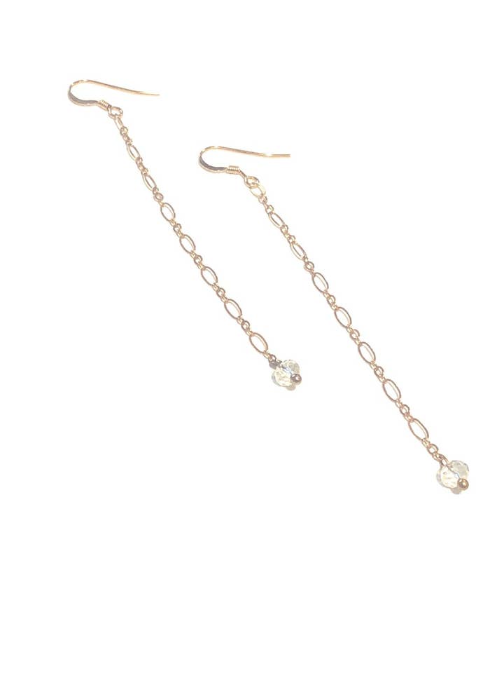 14kt Gold Filled Chain Earrings with Mini Crystal for wholesale by Links & Locks