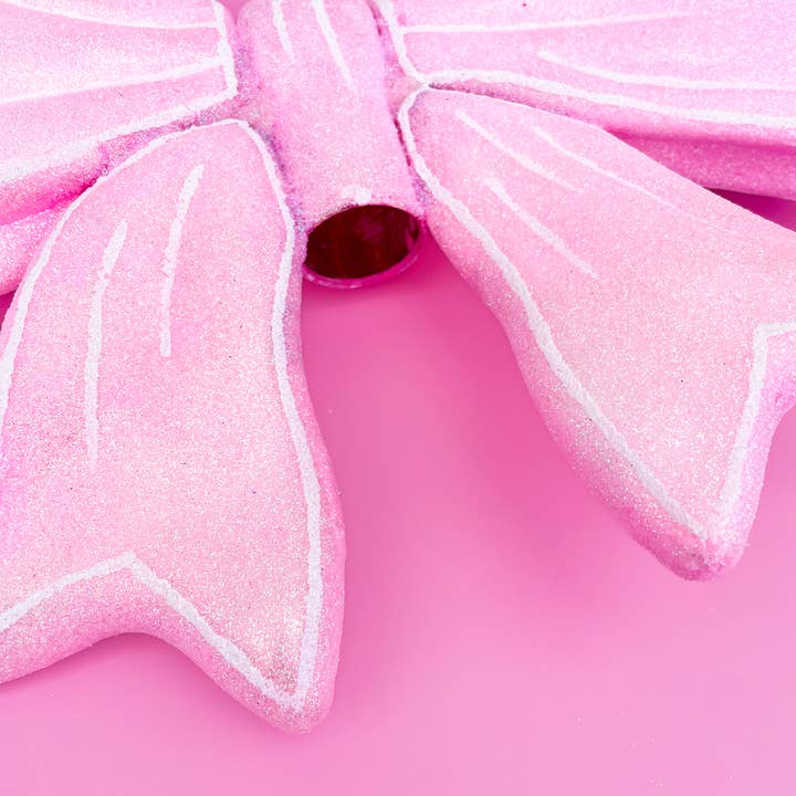 Rock Paper Scissors - Wholesale Tree Topper - Pink Glitter Bow Christmas Tree TopperÂ