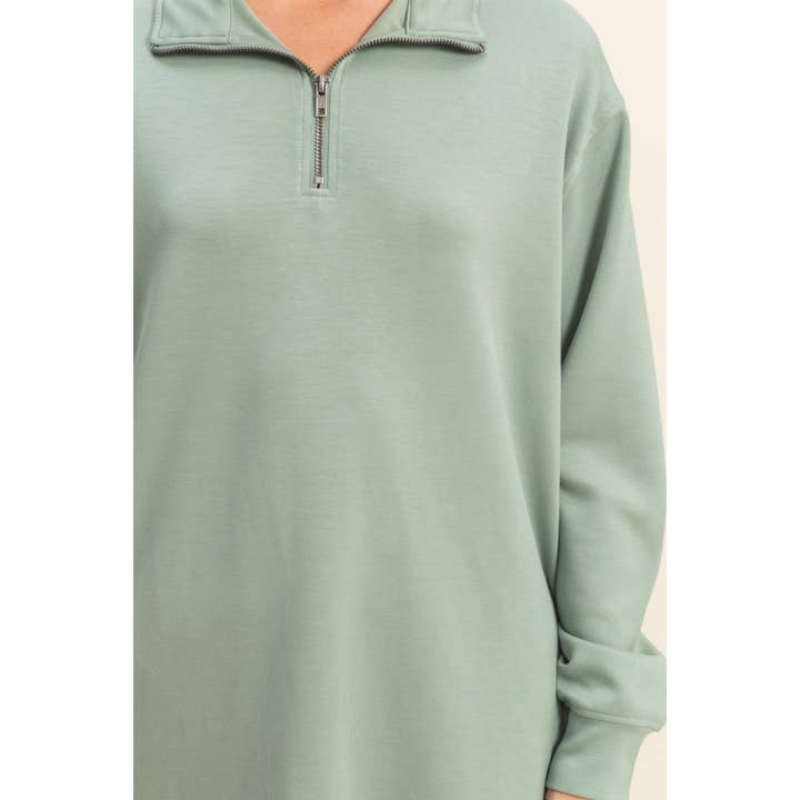 HYFVE - Wholesale Dress - Women's - Double Knit Half Zip Up Long Sleeve Mini Dress15