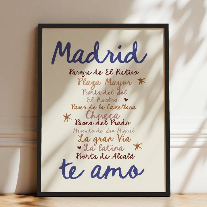 Madrid Ti amo (Madrid Ti Amo) Stampa Poster per la vendita all'ingrosso da parte di Seven Icons Store