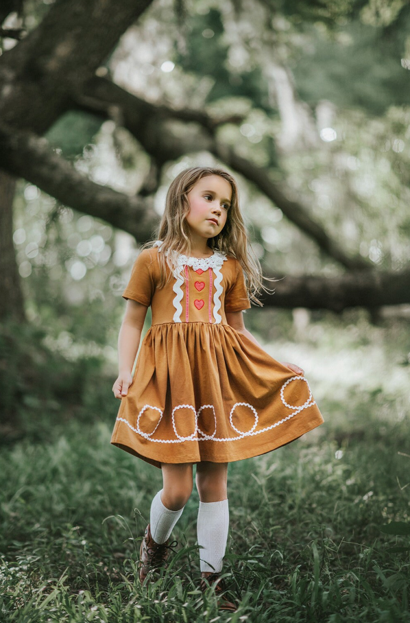 Only Little Once - Wholesale Dress - Kids - Girls Gingerbread Twirl Dress4