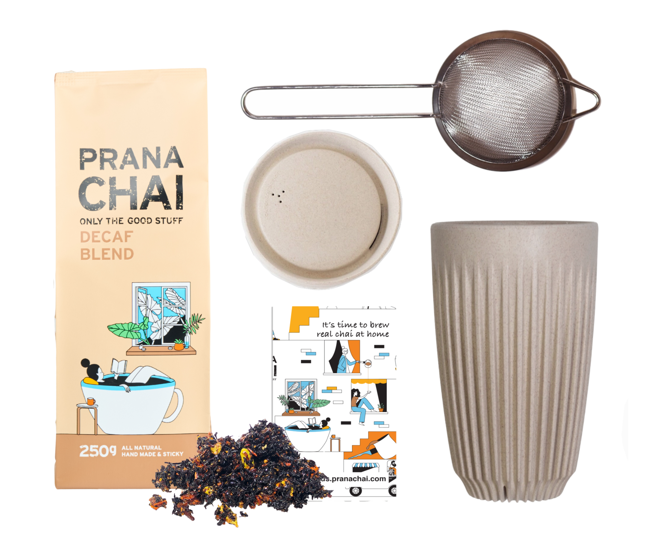 Prana Chai - Wholesale Gift Bag Set/Pack - Prana Chai + Huskee Cup + Strainer Gift Set13