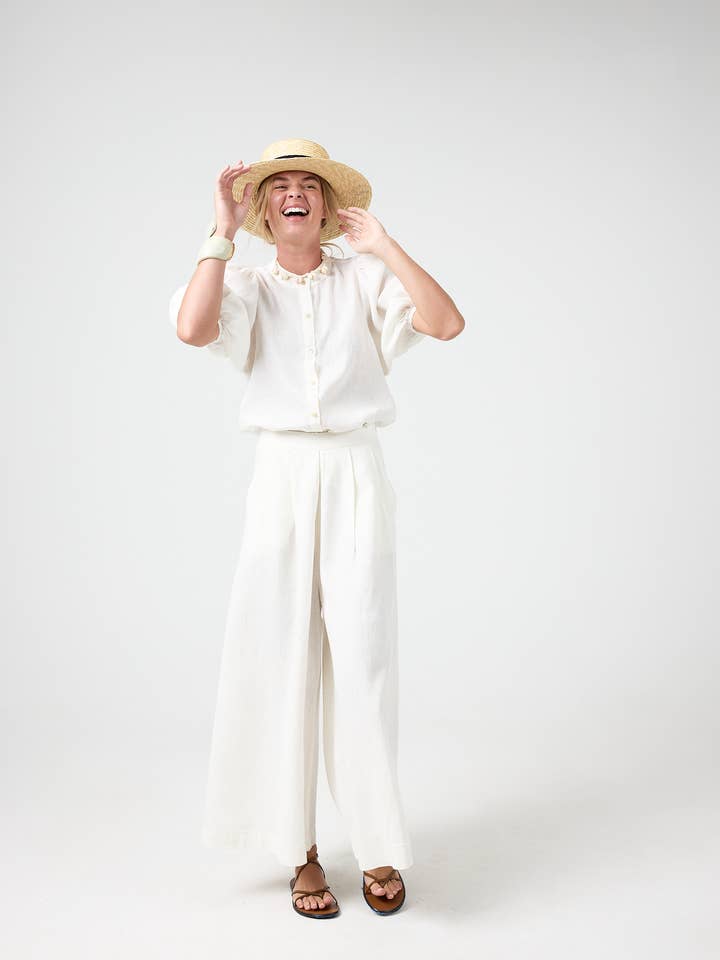 Sabi Linen Pants - Off-White for wholesale by Lanhtropy