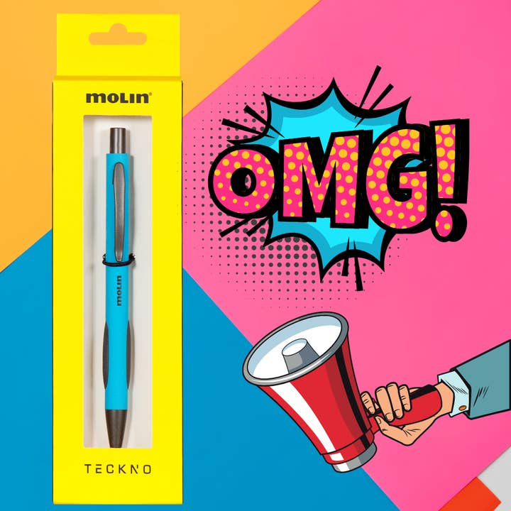 Esferográfica retrátil Teckno para Blue Gift por atacado de Molin