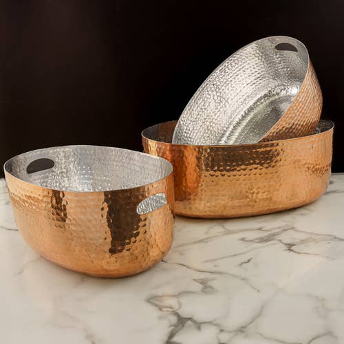 Juego de 3 cubetas para bebidas de cobre martillado para venta al por mayor de India Handicrafts Inc