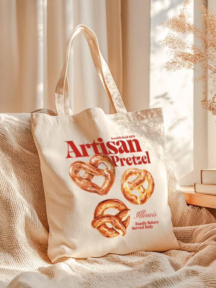 SAC TOTE GRAPHIQUE PRÉTZEL ARTISANAL pour la vente par PINK NABI