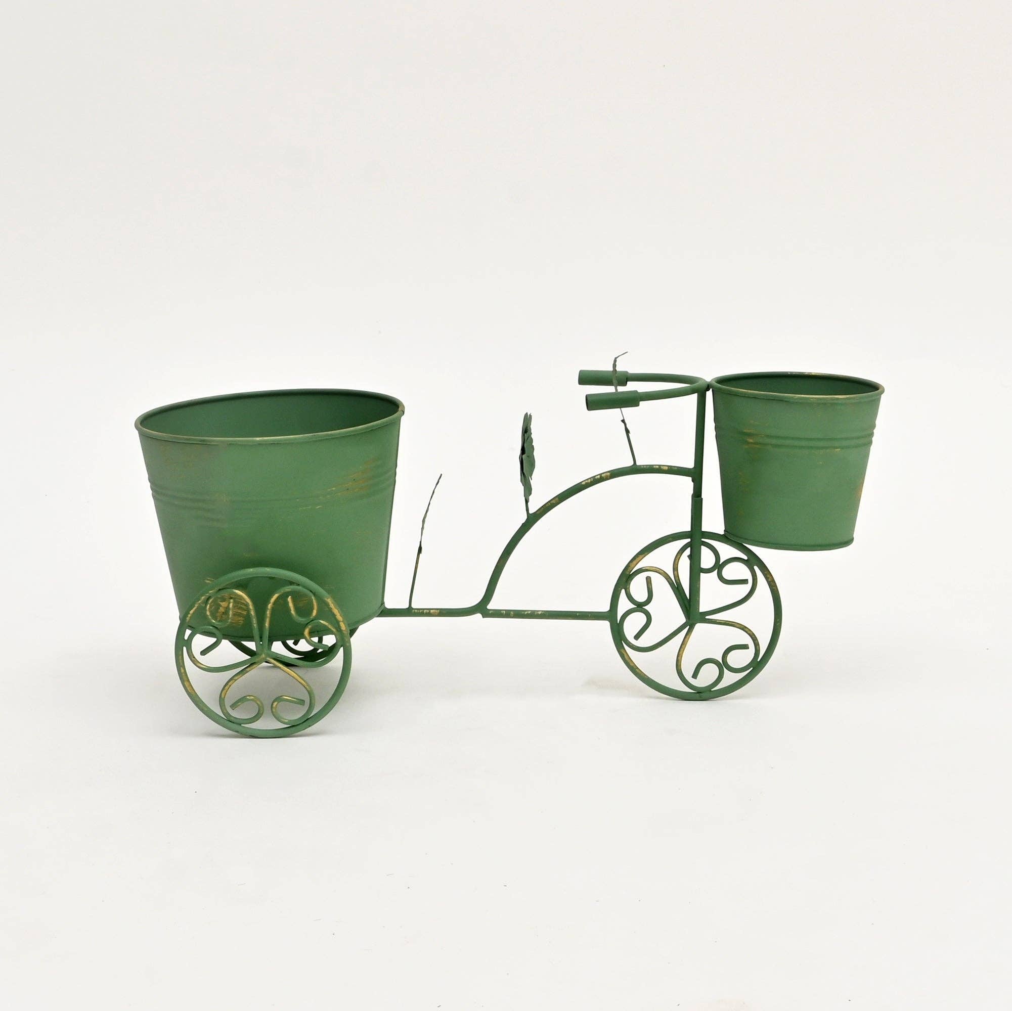 ExpoBazaar - Wholesale Decorative Tabletop Object - Decorative Green Patina Flower Pot Holder-16.5x7x7.5"3