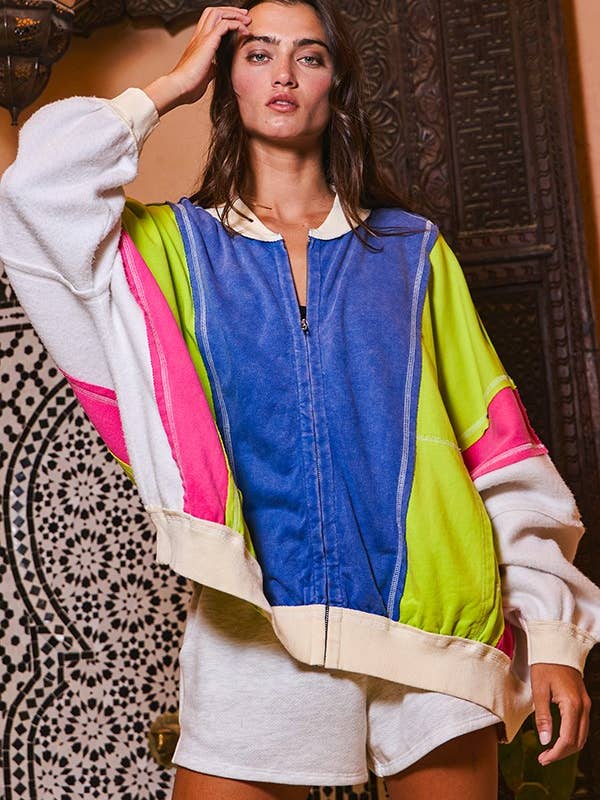 BUCKETLIST - Wholesale Jacket - Women's - IJ3119 Colorblock Zip Up Jacket36