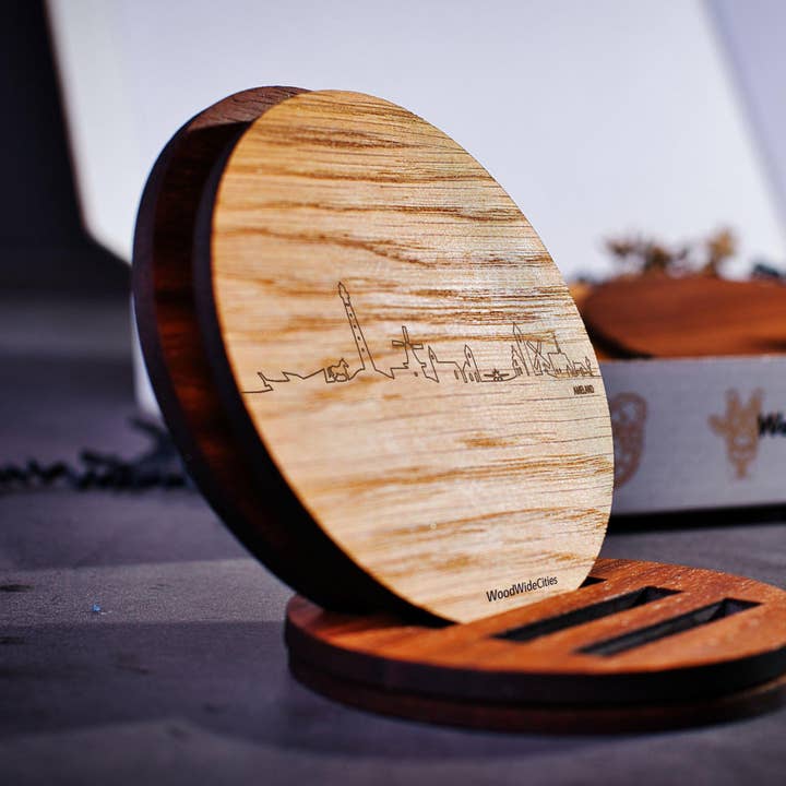 Sottobicchieri Skyline Ameland per la vendita all'ingrosso da parte di WoodWideCities