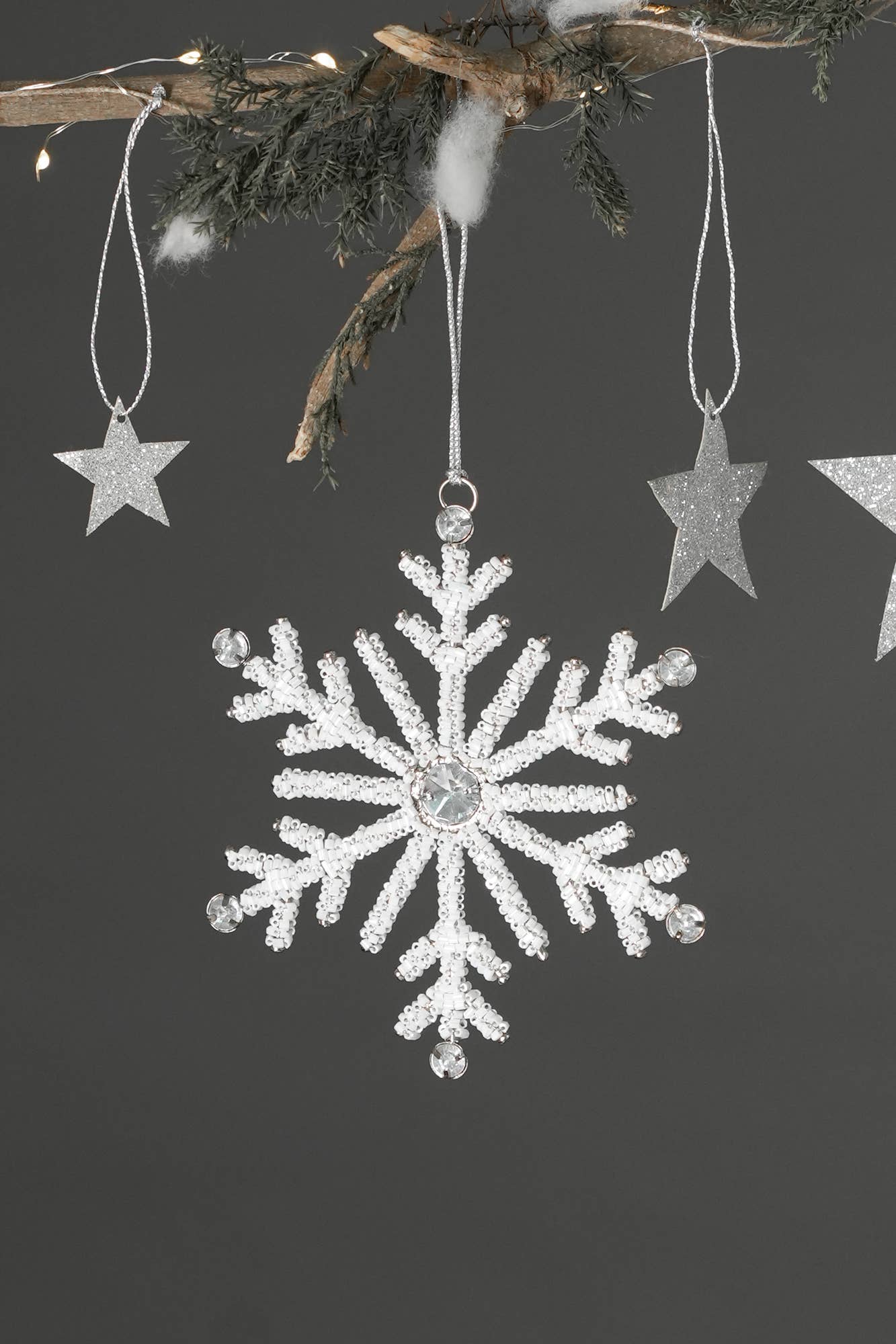 ExpoBazaar - Wholesale Ornament - Christmas Decor | Silver Snowflake Hanging Ornament | 5"