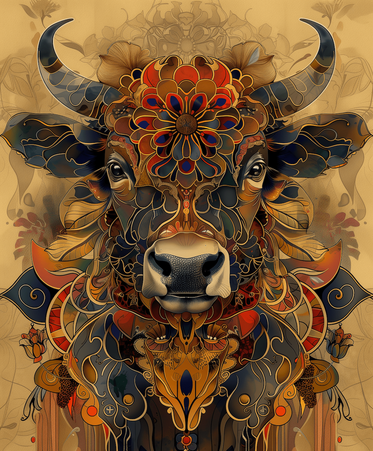 Mowbi - Wholesale Kunstprint - Bizon Art Nouveau Spectaculair - Dierenrijk Muurkunstafdrukken in Art Nouveau Stijl – 8″x10″ Kunstwerk voor 11″x14″ Lijst0