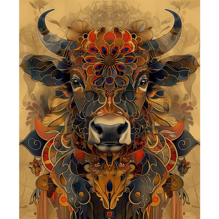 Mowbi - Wholesale Kunstprint - Bizon Art Nouveau Spectaculair - Dierenrijk Muurkunstafdrukken in Art Nouveau Stijl – 8″x10″ Kunstwerk voor 11″x14″ Lijst