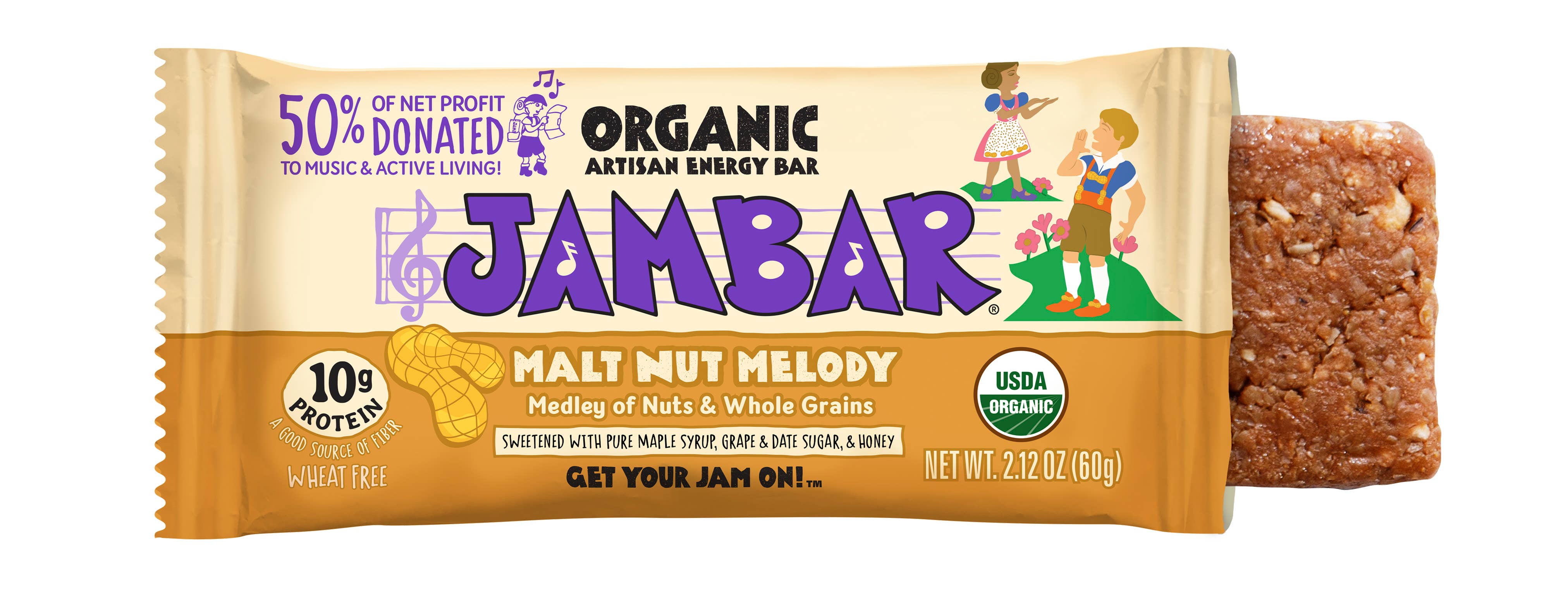 JAMBAR - Wholesale Snack Bar - JAMBAR Organic Energy Bar Malt Nut Melody1