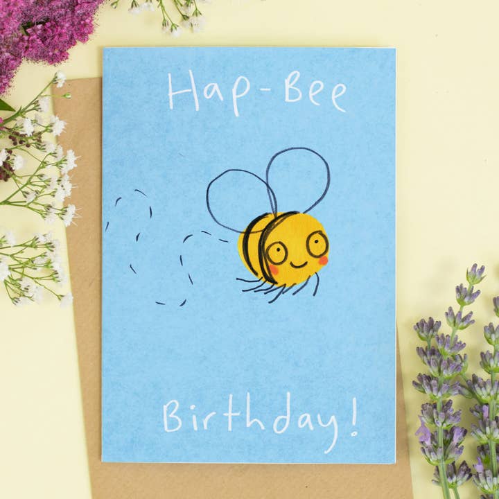Hap-Bee Birthday Card for wholesale by Jo Clark Design