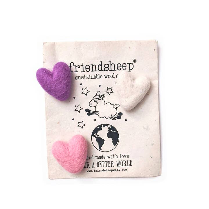 Friendsheep - Wholesale Air freshener - Purple Valentine Wool Felt Hearts Eco Fresheners - Set of 3