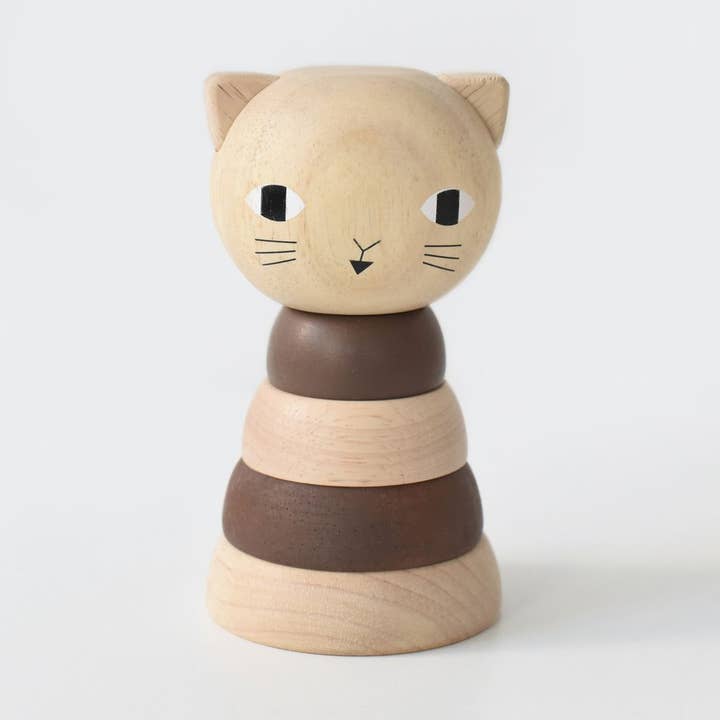 Wood Stacker - Cat for wholesale by Wee Gallery